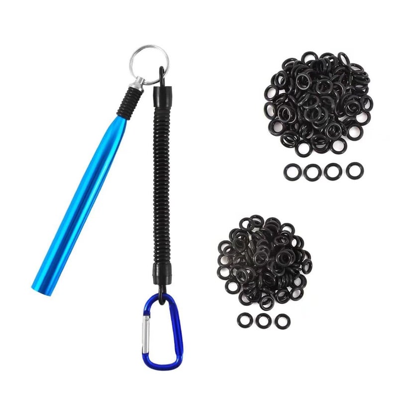 Fishfun Wacky Rig Tool with Silicone O Rings, 100Pcs for 3"-4" Senko Worms and 100Pcs for 5"-7" Worms. Easy Installation and Great Protection of Your Plastic Worms - Image 1